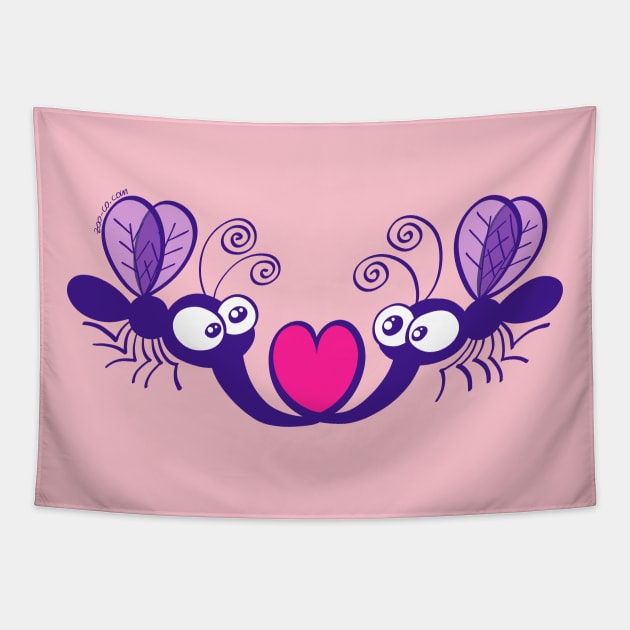 Adorable couple of mosquitoes falling in love Tapestry by zooco