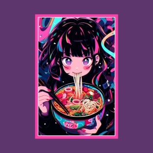 Cute Anime Girl |  Ramen Noodles | Hentaii Chibi Kawaii Design T-Shirt