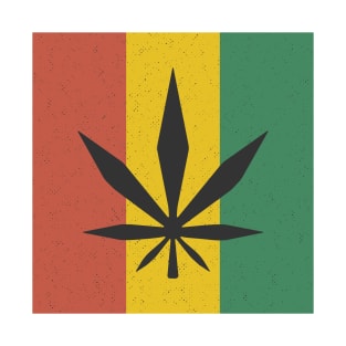 Cartoon Cannabis Leaf (Rasta Flag) T-Shirt