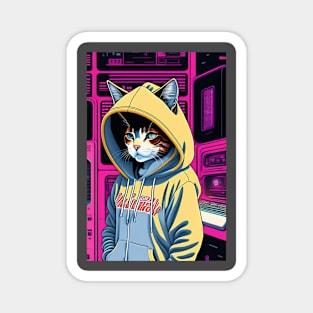 Cat looking cute on Hoodies Magnet