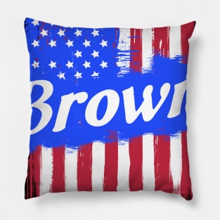 American Flag Brown Family Gift T-shirt For Men Women, Surname Last Name Pillow