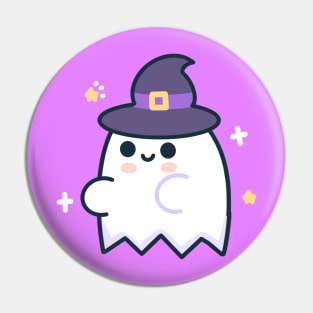 Kawaii Ghost with a witch hat Pin