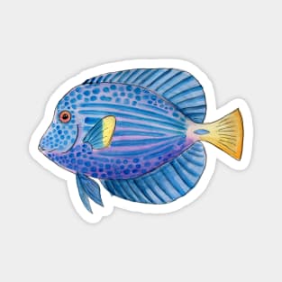 Aquarium Purple Tang Fish in Watercolor Magnet