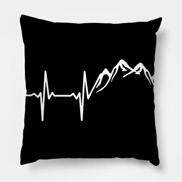 Mountain Heartbeat Gift For Mountain Lovers & Hikers Pillow by OceanRadar