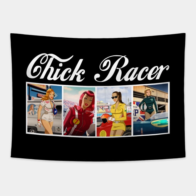 CHICK RACER Tapestry by DESPOP