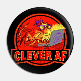 Clever AF Velociraptor Computer Hacker Pin