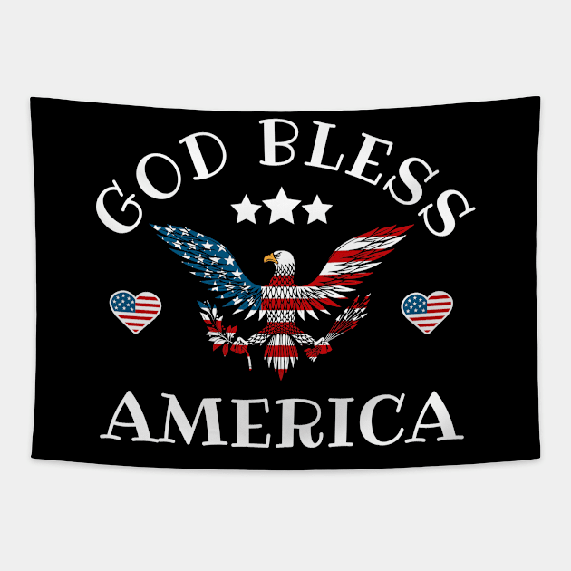 God Bless America American Flag For Independence Day On 4th Of July Tapestry by Arts-lf