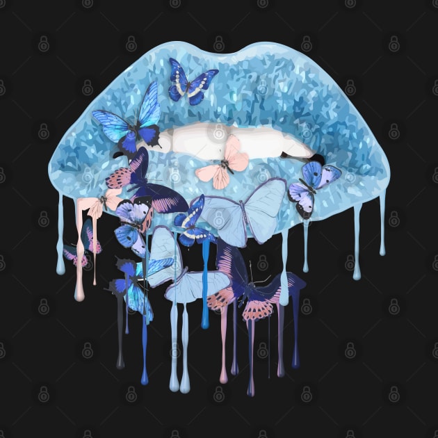 Butterflies, sparkling lips kiss 2 by Collagedream