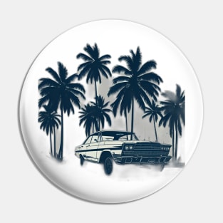 travel illustration, car and palm tree summer Pin