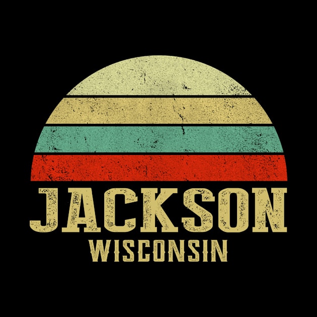 Jackson Wisconsin Vintage Retro Sunset by Curry G