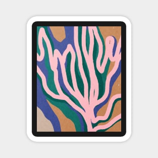 Abstract tropical leaves, Plant, Line art Magnet