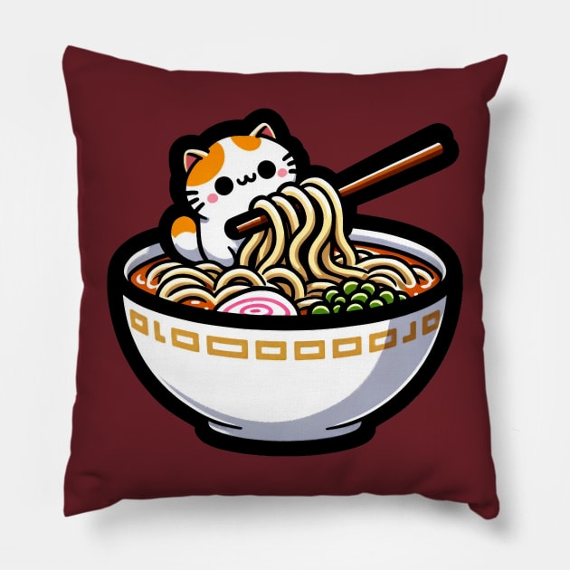 Ramen and Cat Pillow by WorldByFlower