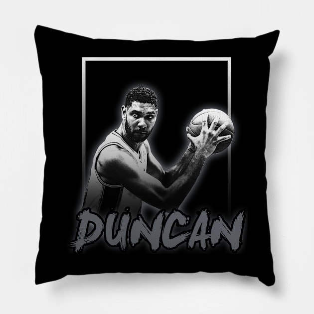 Tim Duncan\\Basketball Legend Vintage Style Pillow by Mysimplicity.art