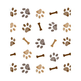 Brown doodle paw print and bone T-Shirt