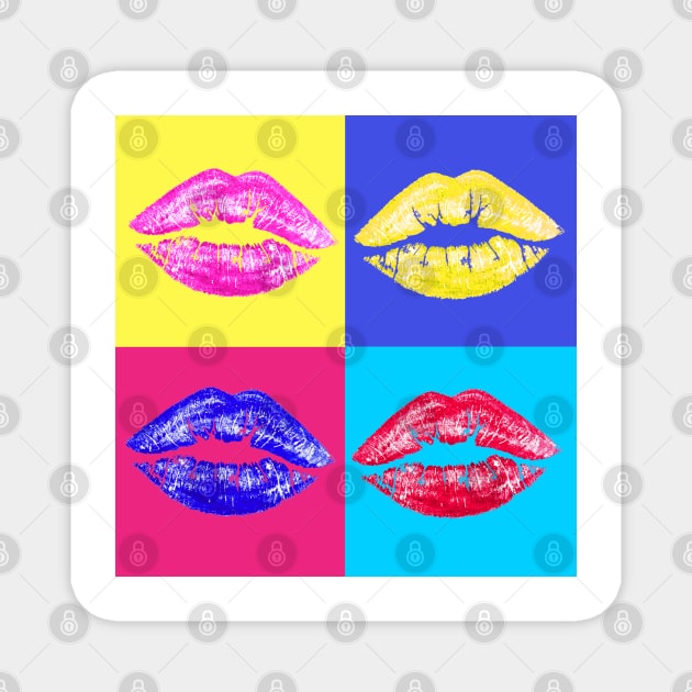 LIPS ON COLOURED SQUARES Magnet by LASTARR