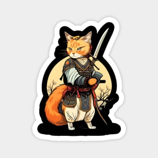 Japanese Cat Samurai Katana Catana - Love Cats Magnet