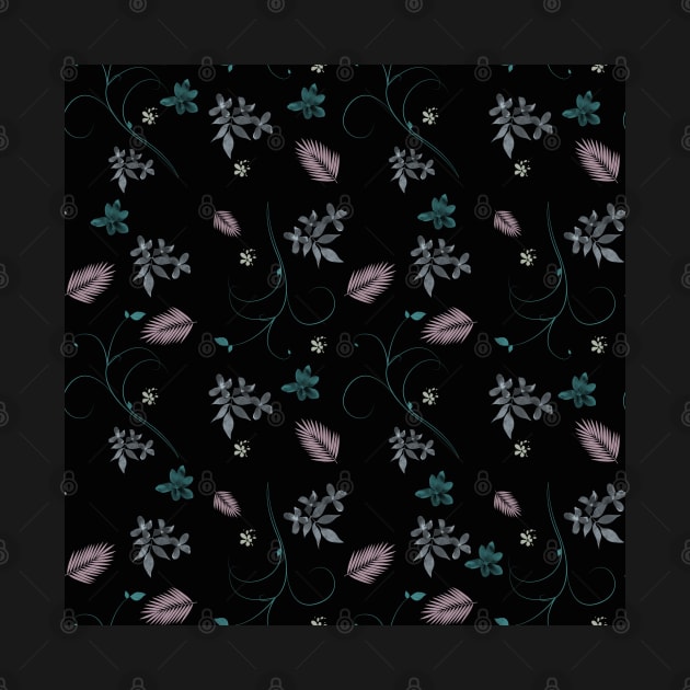 Black romantic floral pattern by CreaKat