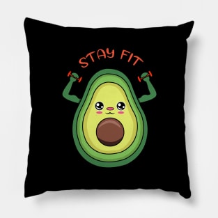 Stay Fit, cute avocado  lifting weights Pillow