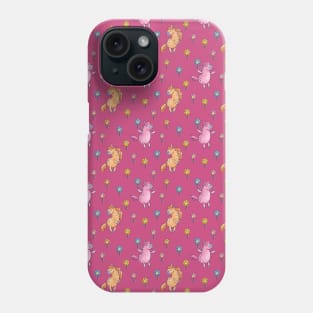 Whimsical Unicorns and Flowers Pattern Phone Case