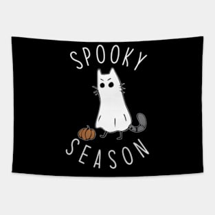 Ghost Cat Spooky Season Halloween Cat Tapestry