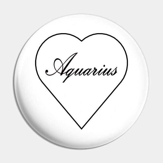 Aquarius Zodiac Heart Pin by Steph Elle