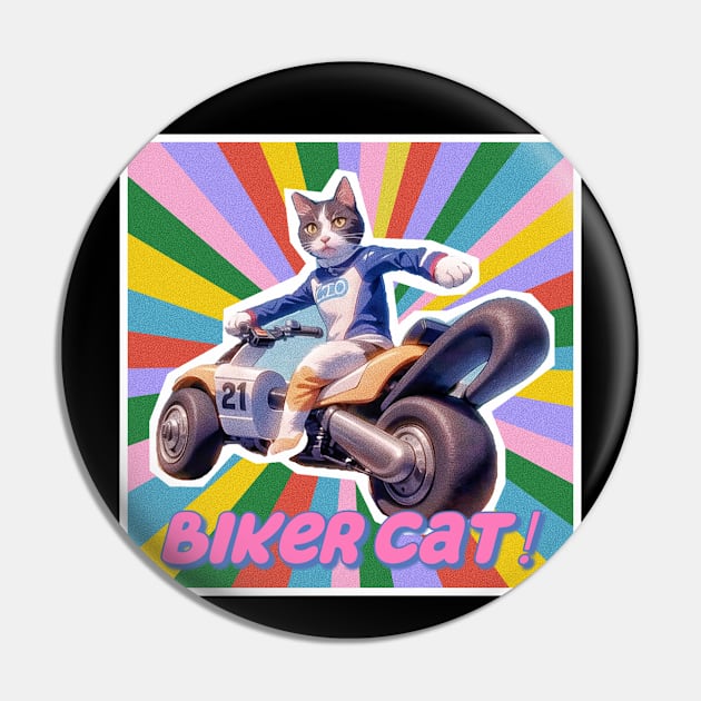 Biker Cat,Racer Cat Pin by LycheeDesign
