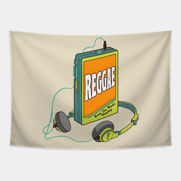 Reggae / Retro Walkman Design / Retro Music Art Tapestry by EliseOB