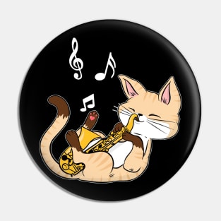 Saxophone Music Cat T-Shirt Funny Pet Gift Idea Pin