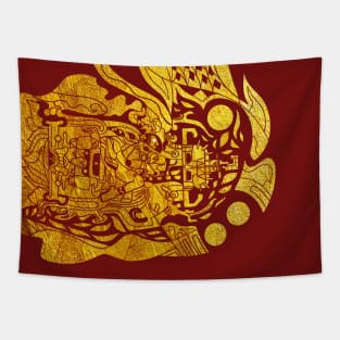 golden maya traveller pattern ecopop Tapestry