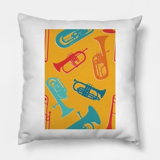 Retro Rainbow Brass Quintet Pillow