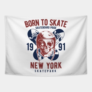 Born to skate 1991 ride skull new york Tapestry