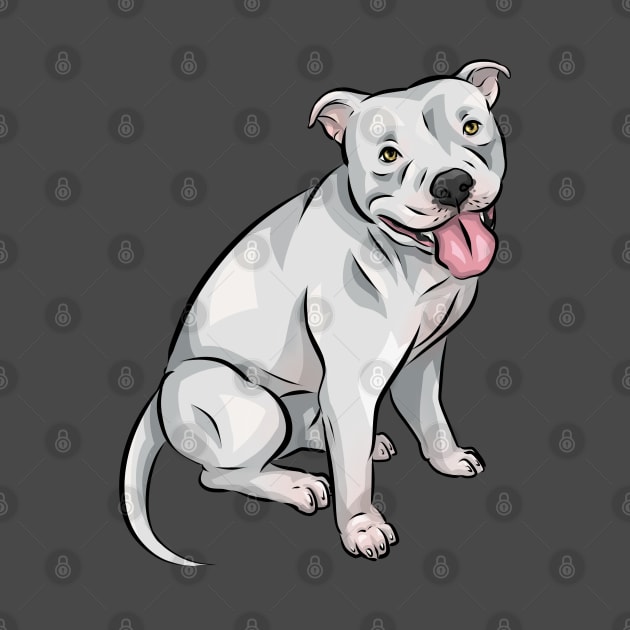 Cute White American Bully Dog by Shirin Illustration