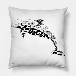 mister dolphin in floral ecopop Pillow