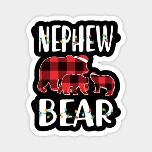 Nephew Bear Red Plaid Christmas Pajama Matching Family Gift Magnet