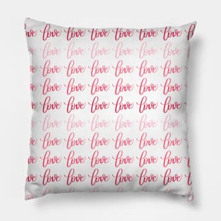 Love in Pink Gradient Pattern Modern Calligraphy Lettering Pillow