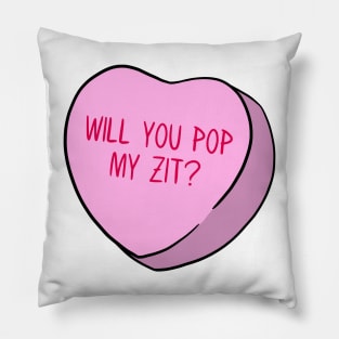 Funny Candy Heart Zit Pillow