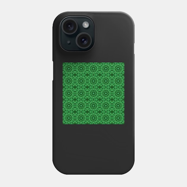 Green Clover Kaleidoscope pattern 9 Phone Case by Swabcraft