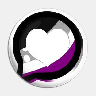 LGBTQ+ Pride Heart Speech Bubble - Asexual Pin