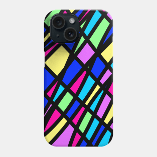 Overlapping Squares and Shapes Stained Glass Design in Funky Colors, made by EndlessEmporium Phone Case