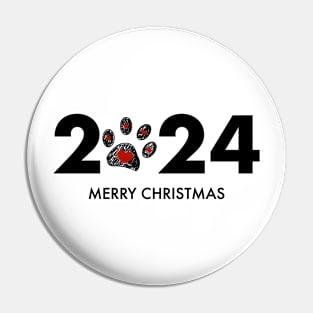 2024 text red paw prints Pin