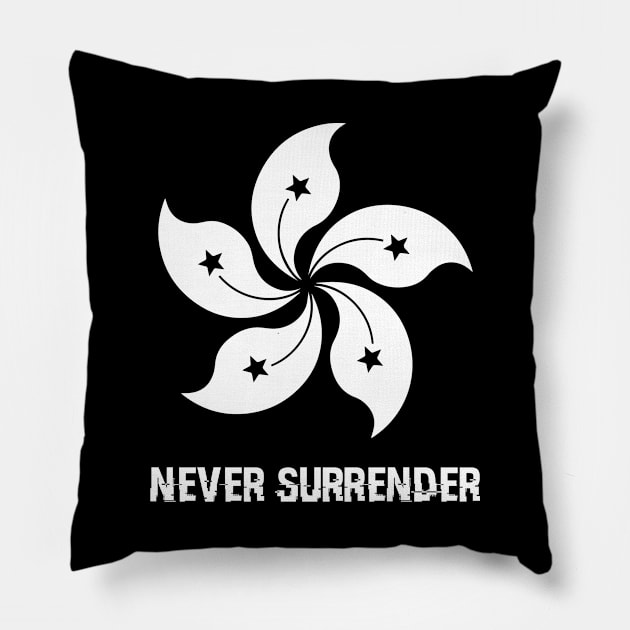 Never Surrender Free Hong Kong Pillow by Fiends