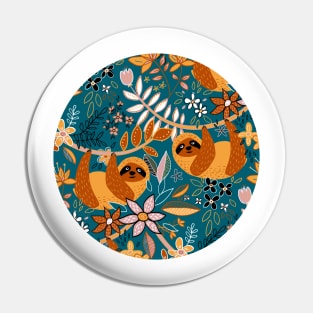 Happy Boho Sloth Floral Pin