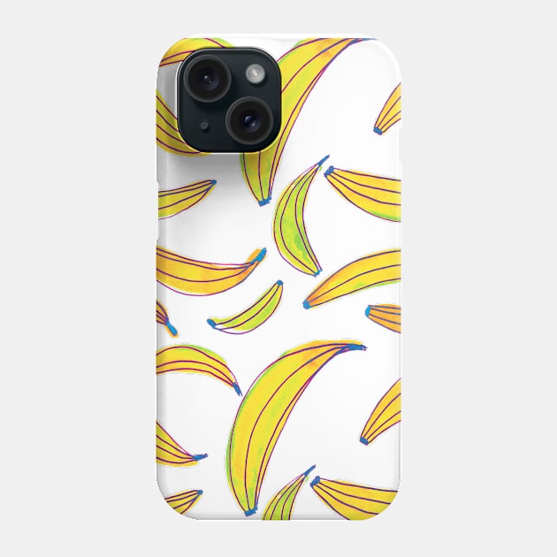 Watercolor bananas - yellow, green and blue Phone Case by wackapacka