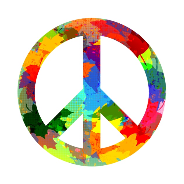 Peace symbol bright colors hippie style by pickledpossums