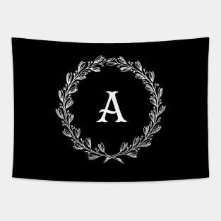 Beautiful Letter A Alphabet Initial Monogram Wreath Tapestry