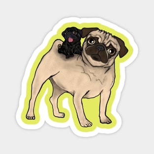 Puggyback Pals (reversed colors) Magnet