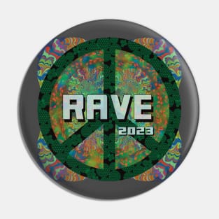 Peace sign with green flower of life - Rave 2023 Pin