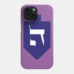 Indigo Hanukkah Dreidel with the Letter Hey Phone Case