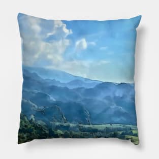 Mountain view of Northern of Thailand watercolor art Pillow