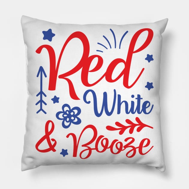 Red White And Booze Pillow by hallyupunch